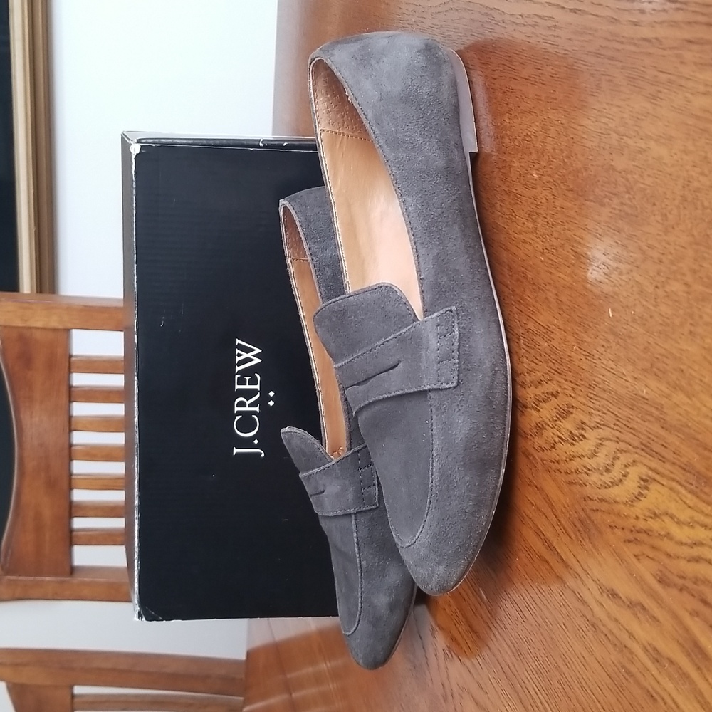 J.crew gray suede penny loafers